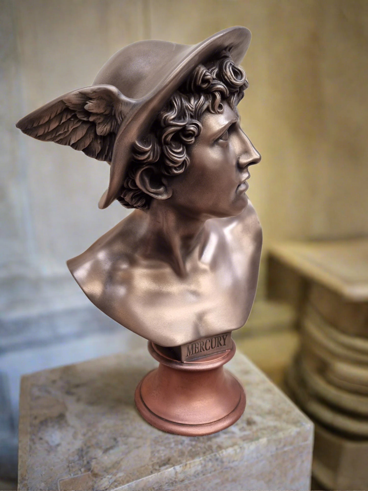 Mercury Bust - After Canova Antique Bronze Finish