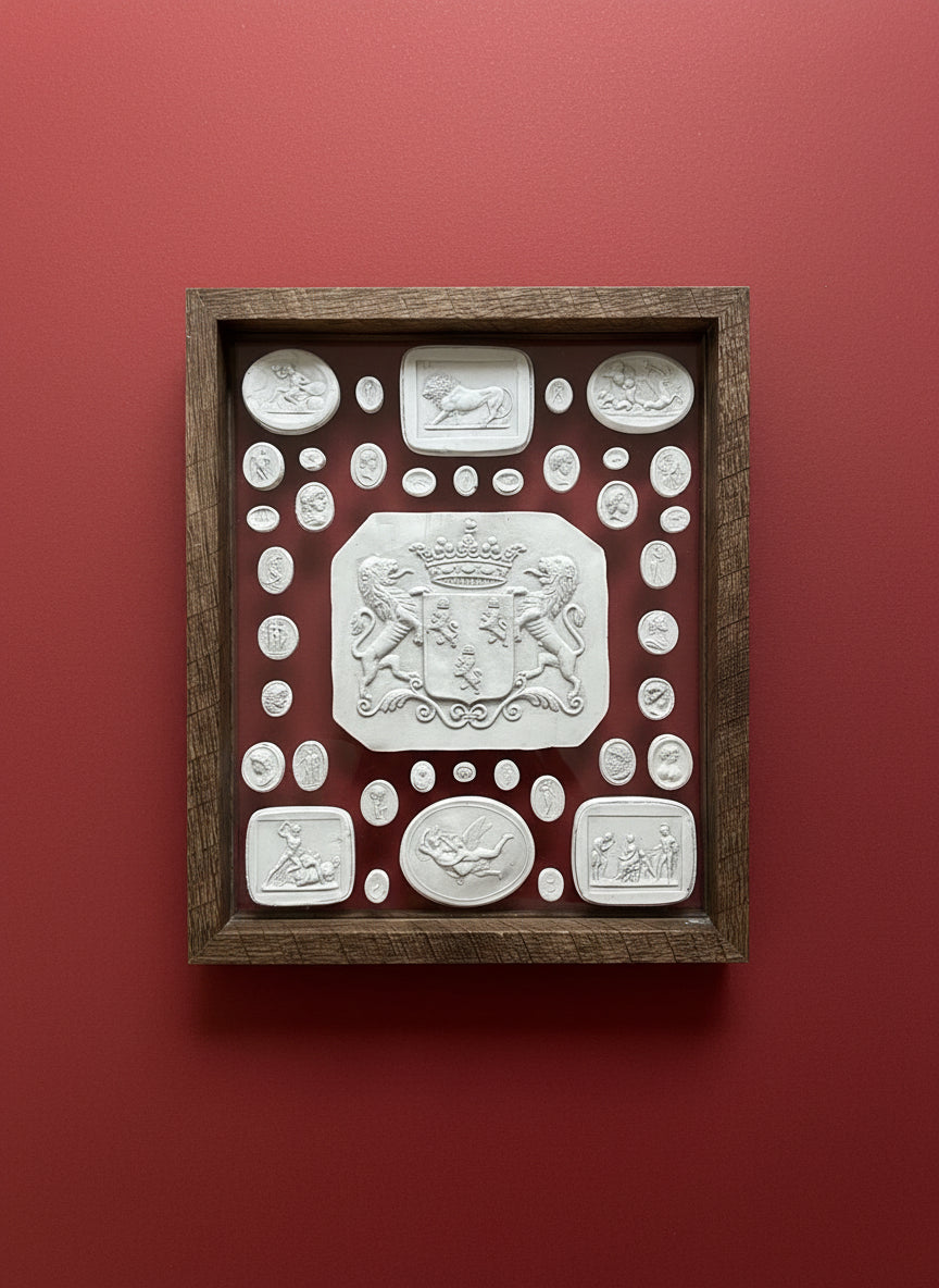 A Group Of Intaglio's Set Upon Glass