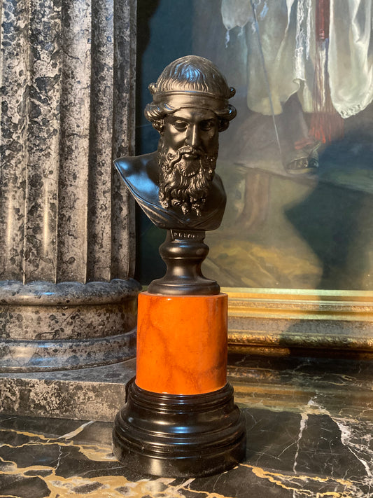 Plato in black on sienna base