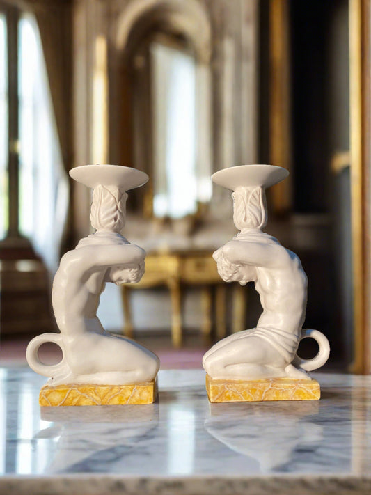 Atlas Kerzenhalter mit Sienna-Sockel (Paar)