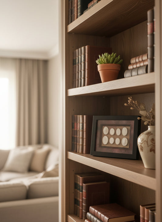 Intaglio Eight Set In Red Border Framed