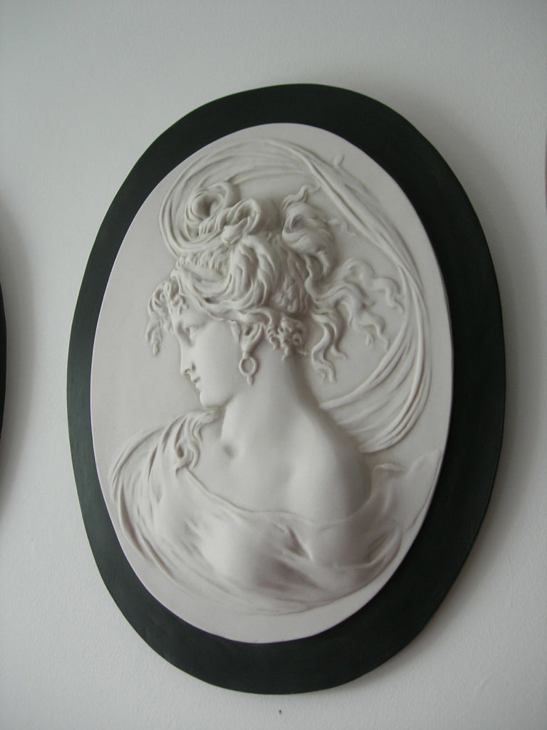 Lady Head Oval Cameo plaques pair