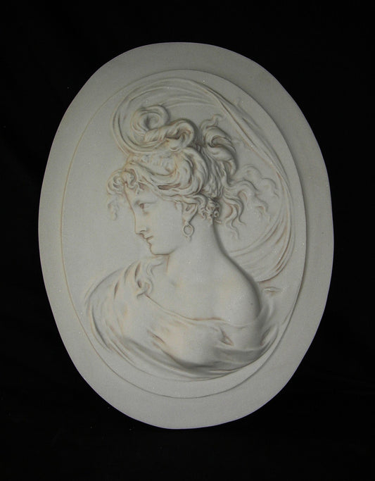 Lady Head Oval Cameo plaques pair