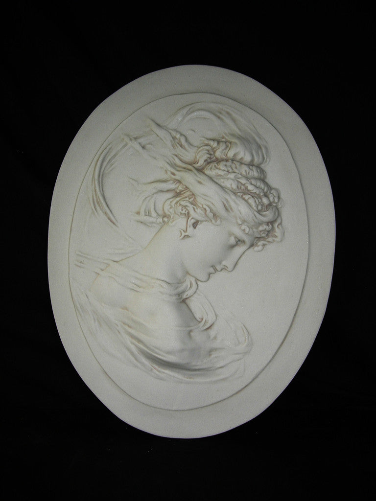 Lady Head Oval Cameo plaques pair