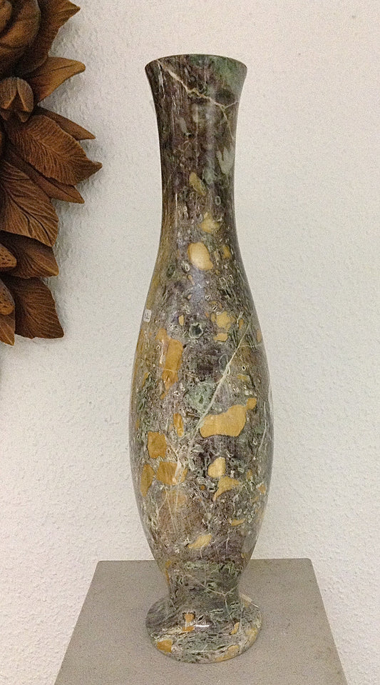 Golden Peafowl Marble Vase.