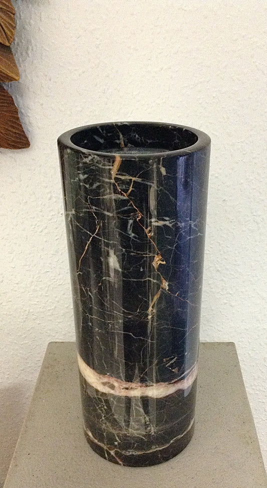 Black Ice Marble Pencil Vase