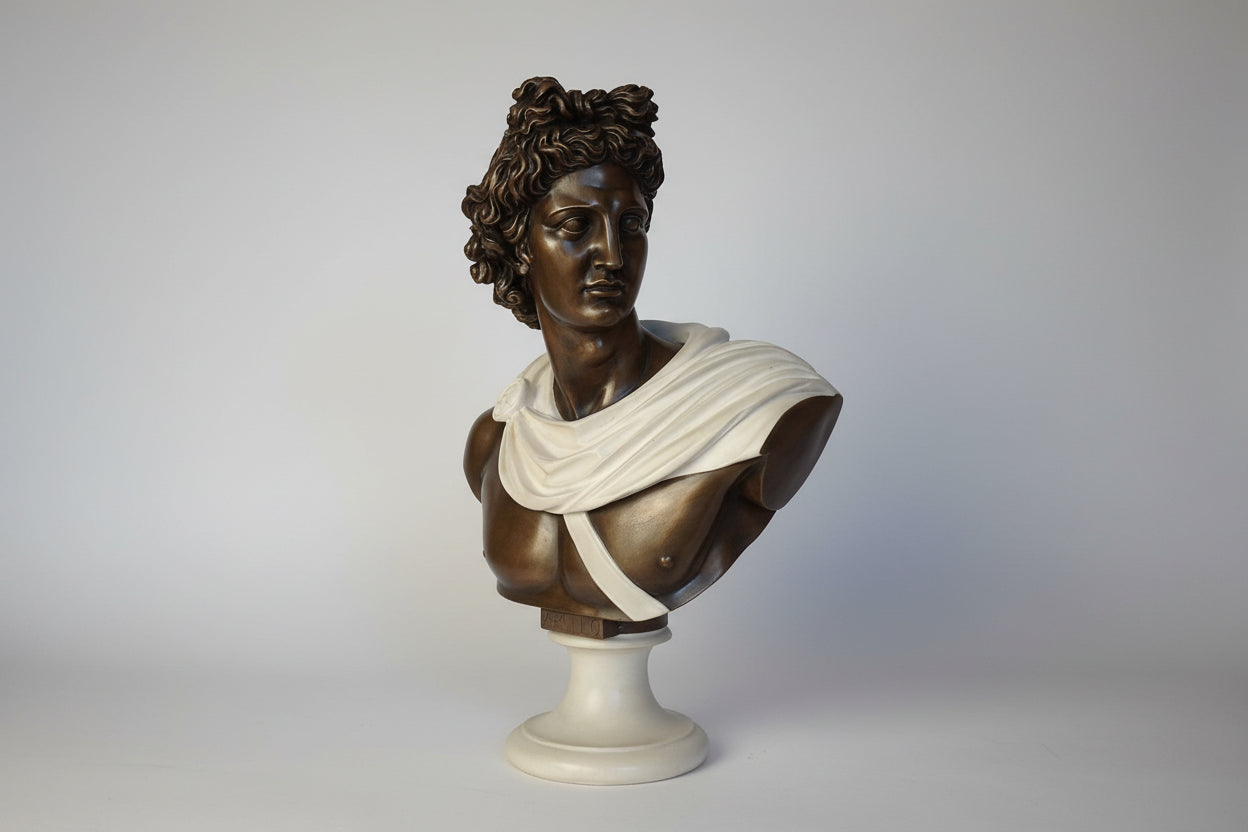 Apollo Belvedere Bust - Bronze and Carrara Marble
