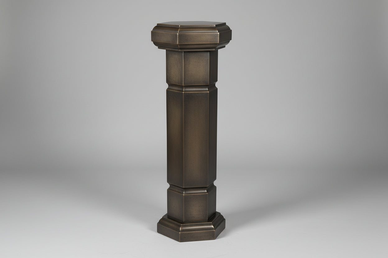 Bronze Column Pedestal - Dark Patina Marble