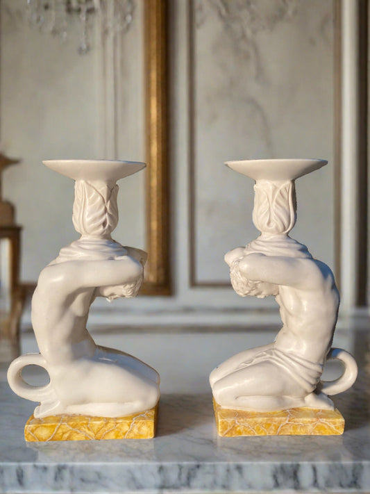 Atlas Kerzenhalter mit Sienna-Sockel (Paar)