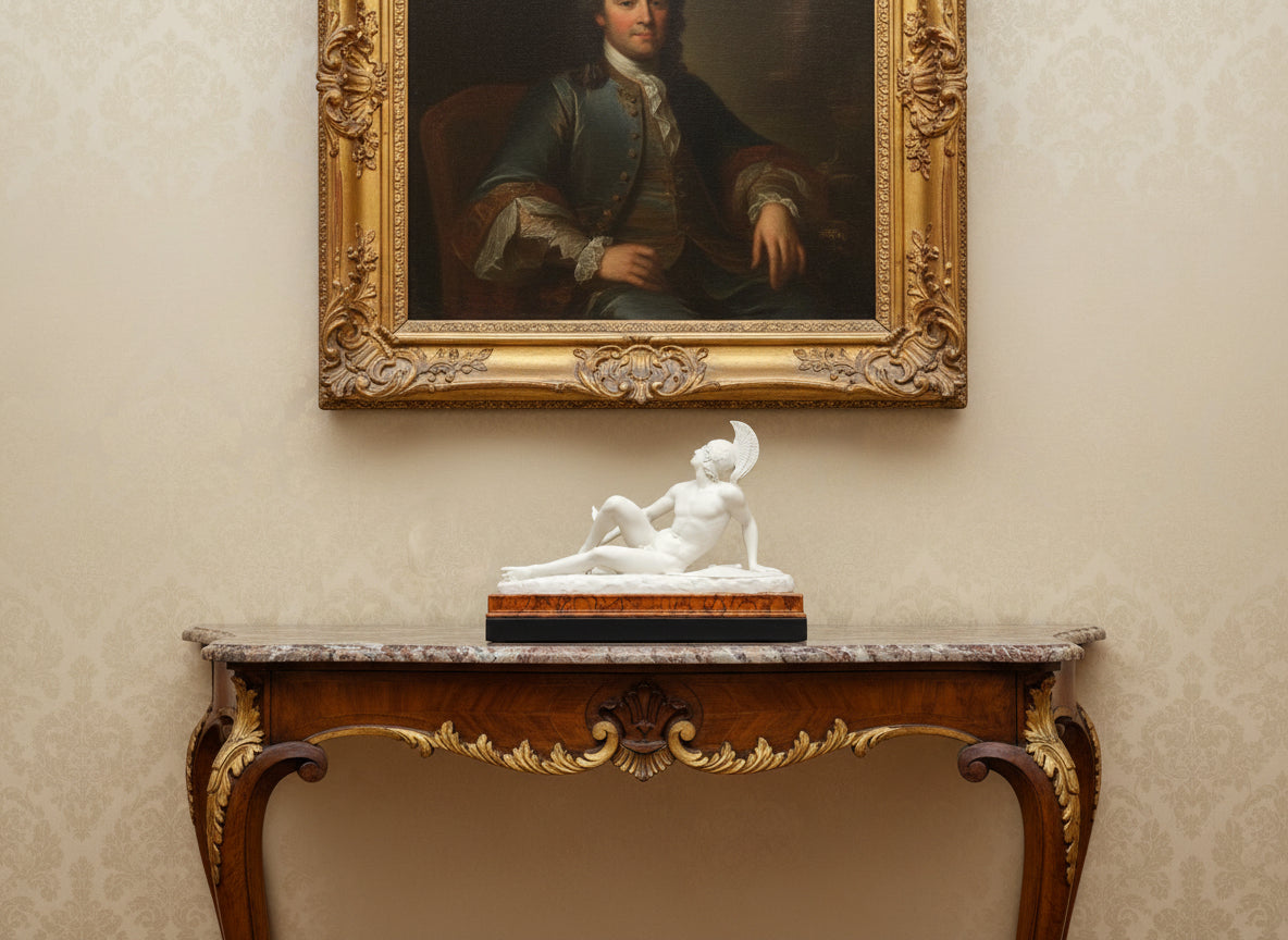 Achilles Statuette with siena and black base