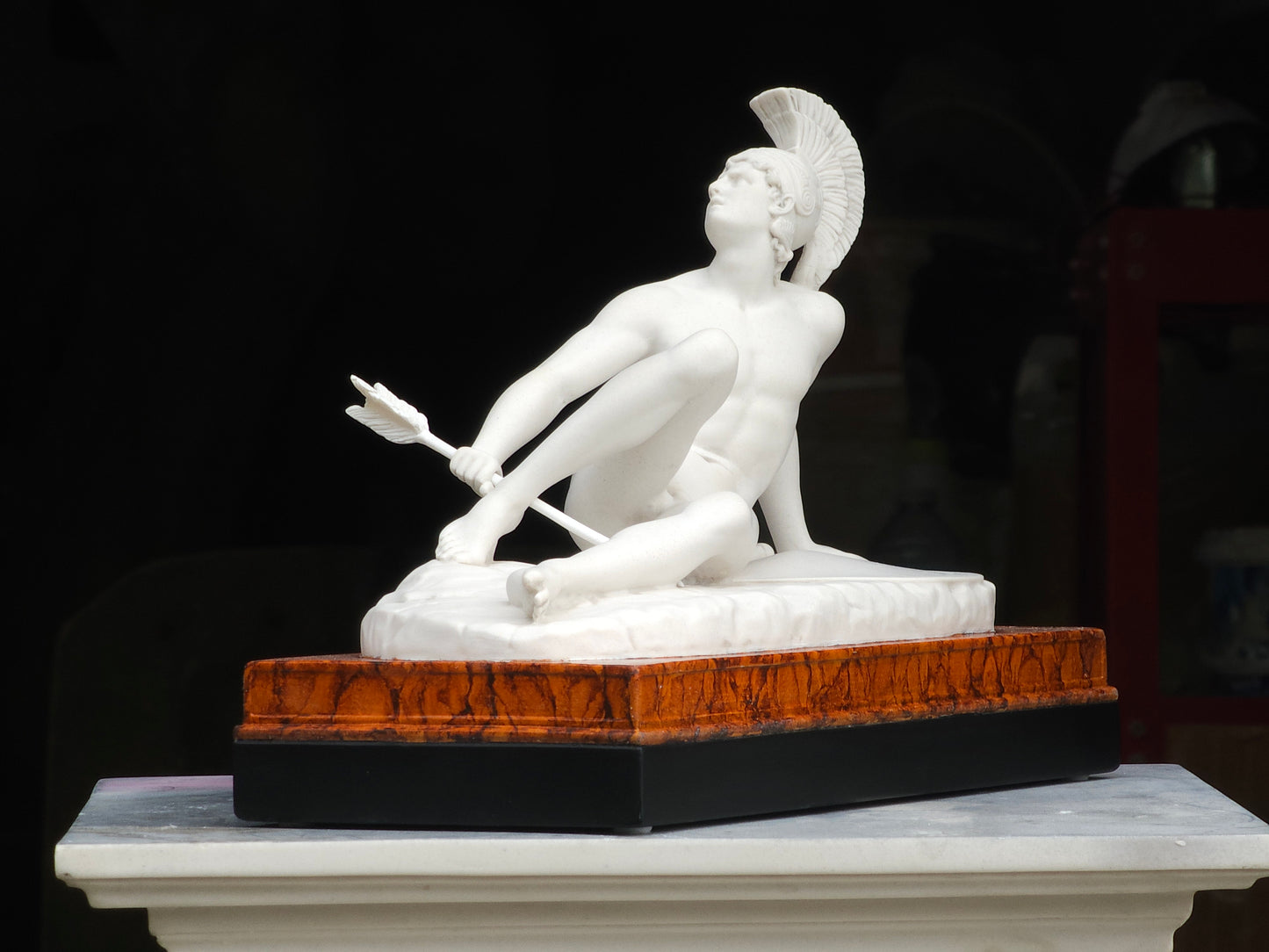 Achilles Statuette with siena and black base