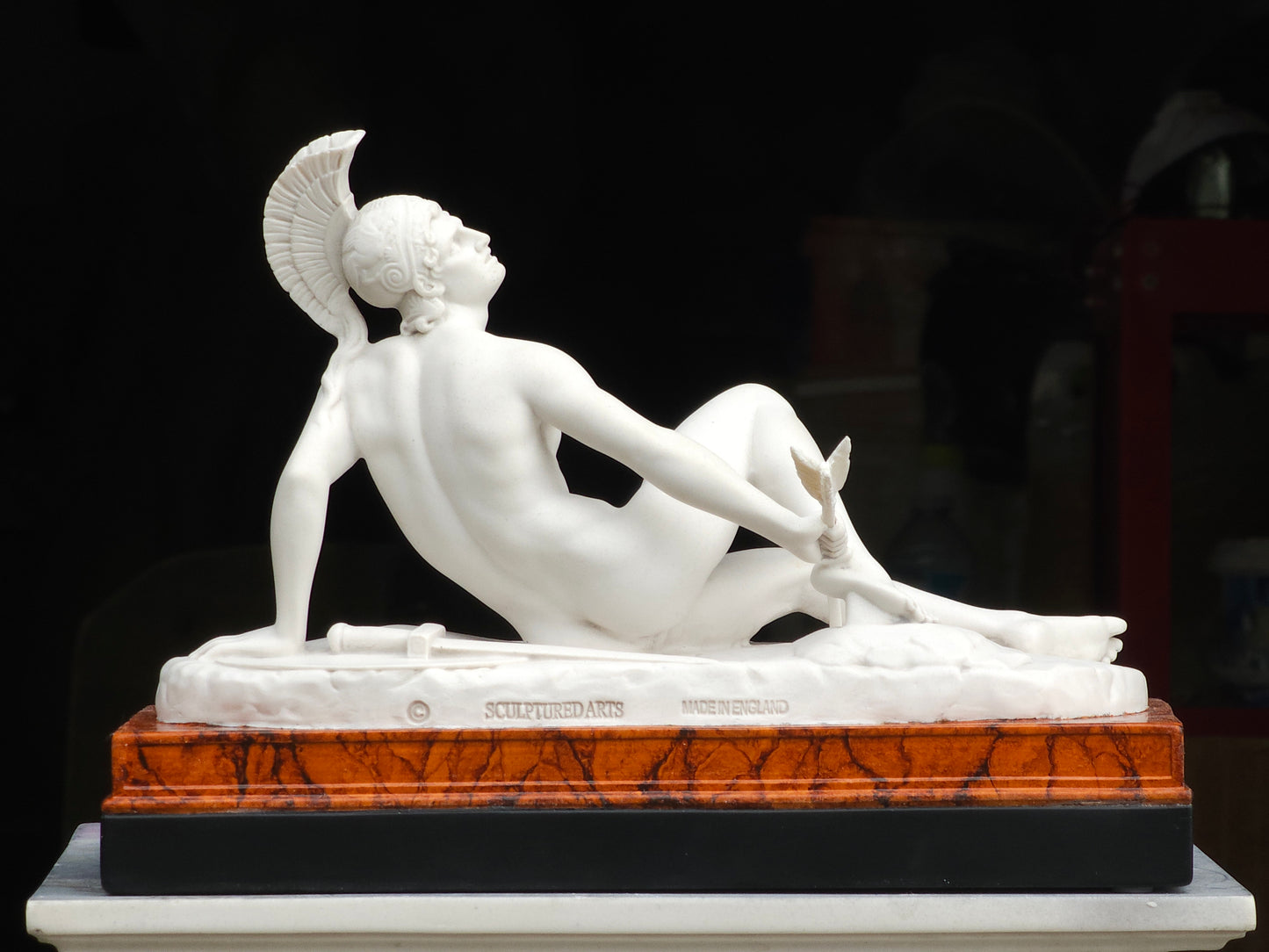 Achilles Statuette with siena and black base