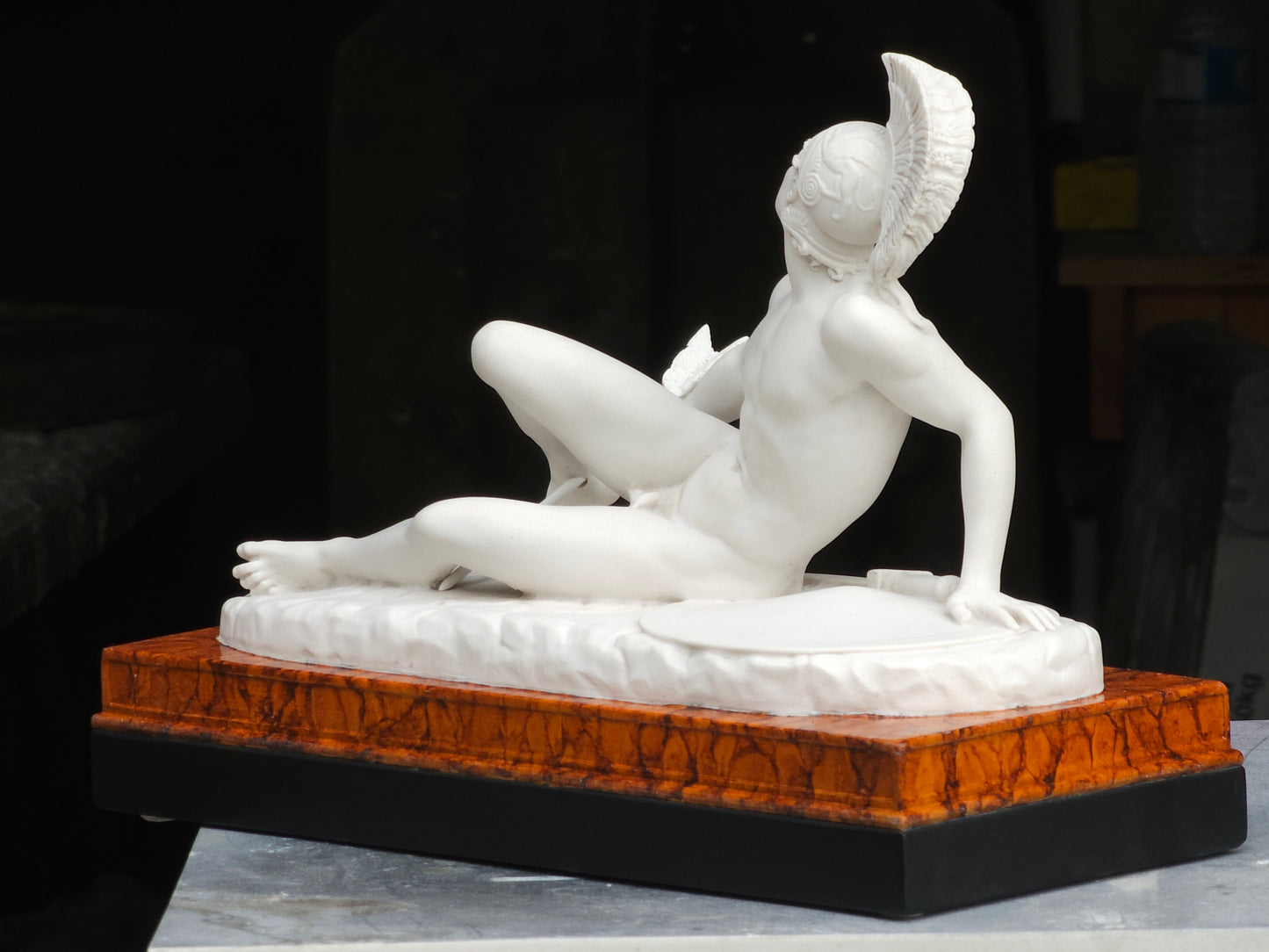Achilles Statuette with siena and black base