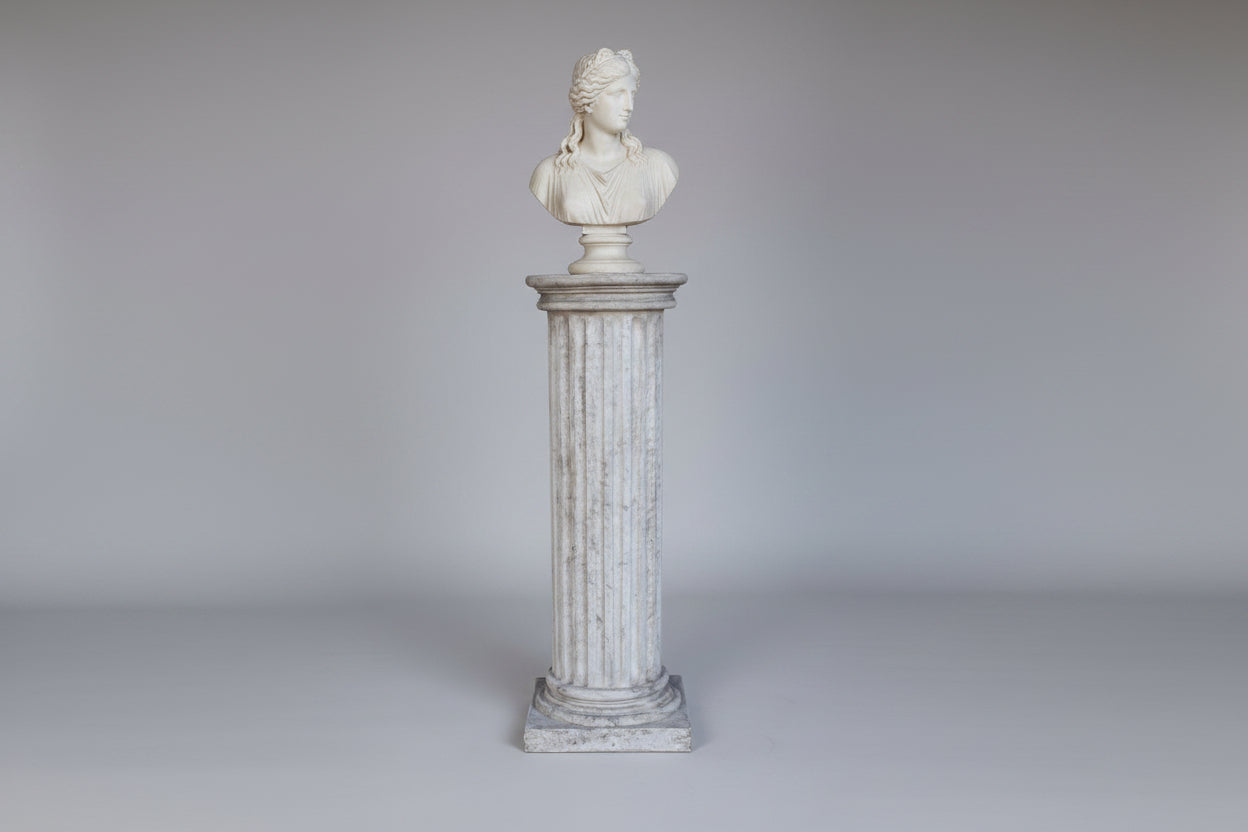Large Half-Fluted Column Pedestal — Distressed or White Finish