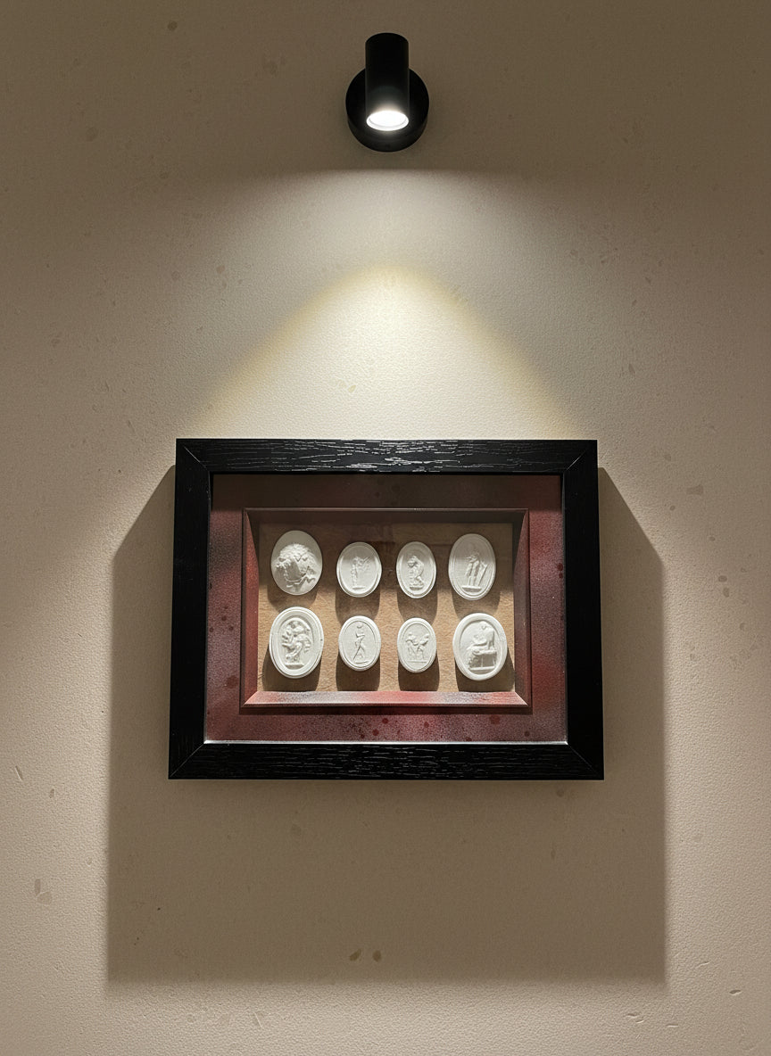 Intaglio Eight Set In Red Border Framed