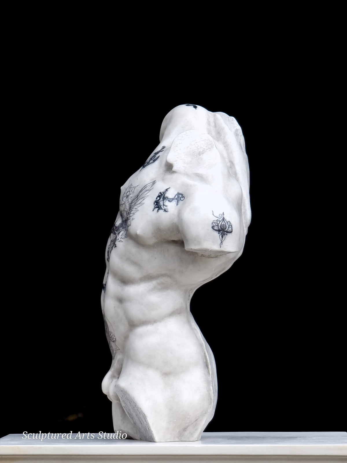 Adonis Torso Tattooed Adonis: Sculpted Rebellion – Sculptured Arts Studio