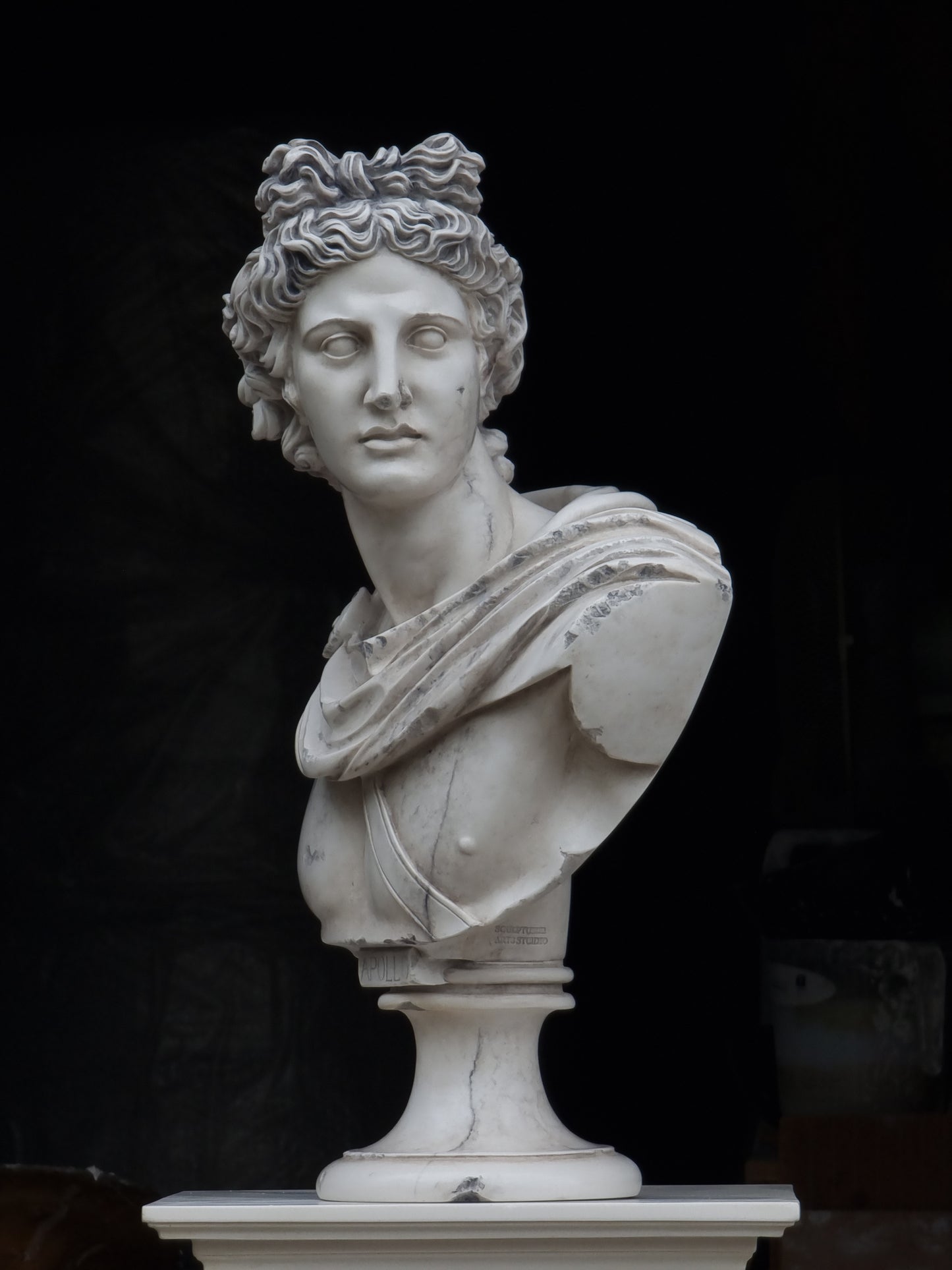 Buste Apollo Belvédère Lrg Finition Antiquité