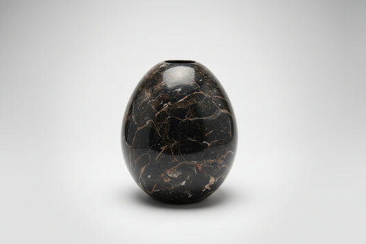 Oval Rosso Portoro Marble Vase
