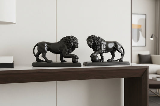 The Medici & Vacca Lions in Basalt Black