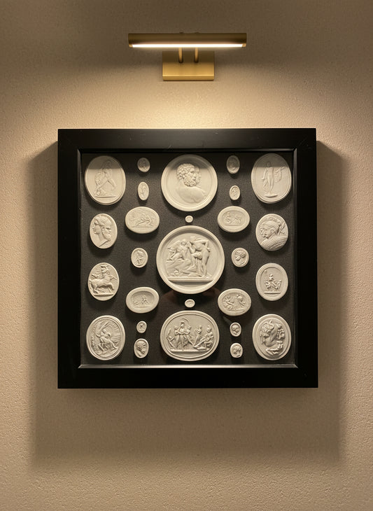 Intaglio Framed Collection White On Black