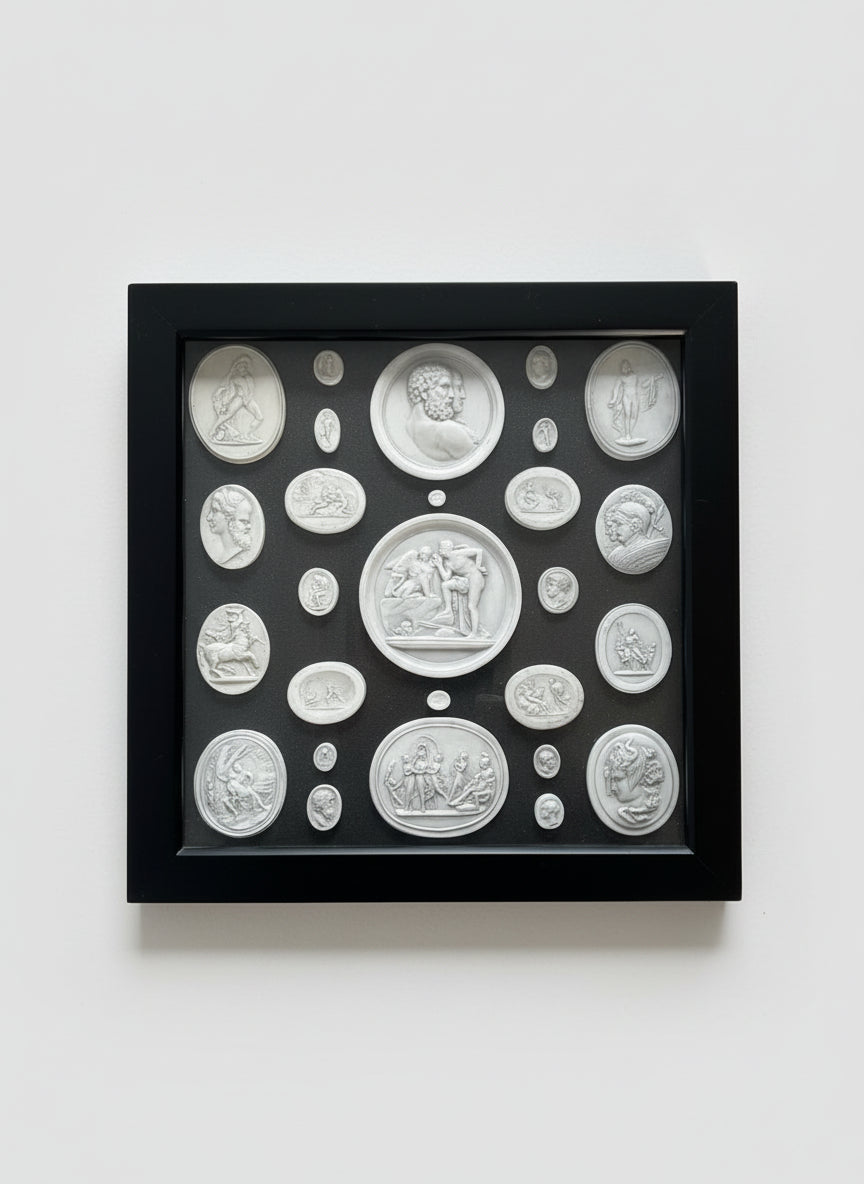 Intaglio Framed Collection White On Black