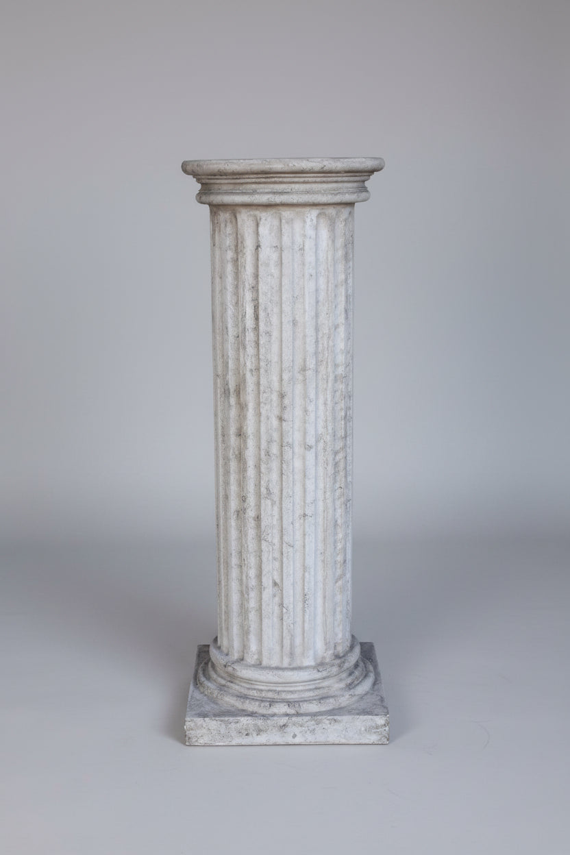Large Half-Fluted Column Pedestal — Distressed or White Finish