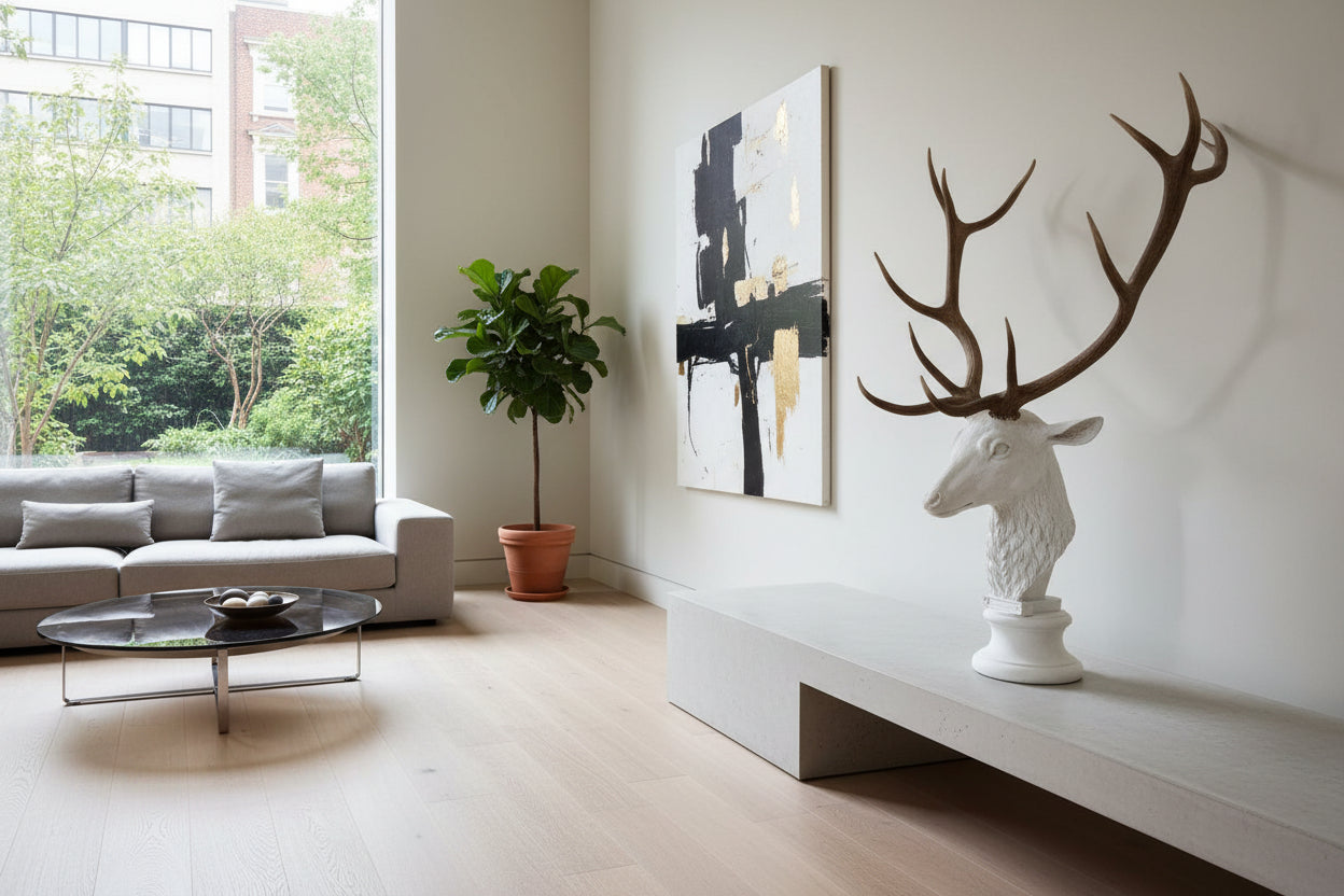 Hirschkopf mit natürlichem Geweih