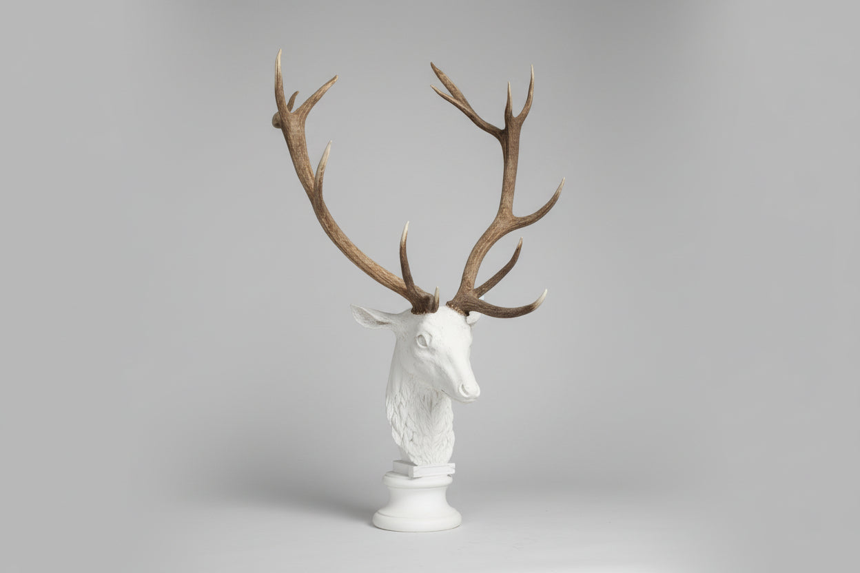 Hirschkopf mit natürlichem Geweih