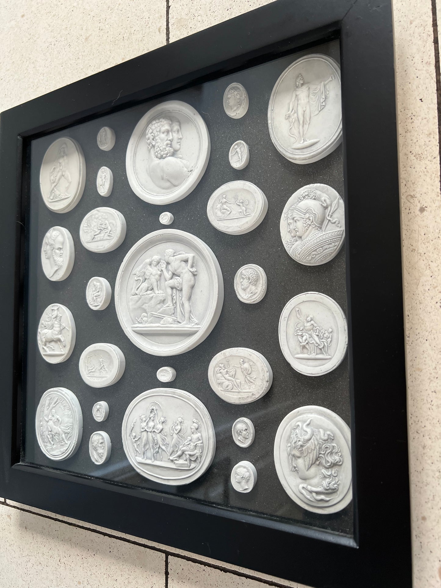 Intaglio Framed Collection White On Black