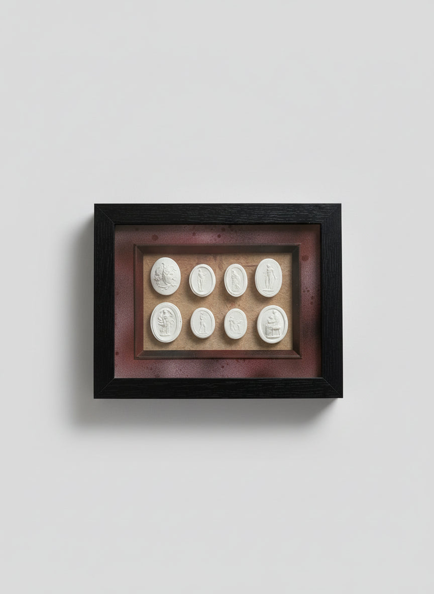 Intaglio Eight Set In Red Border Framed