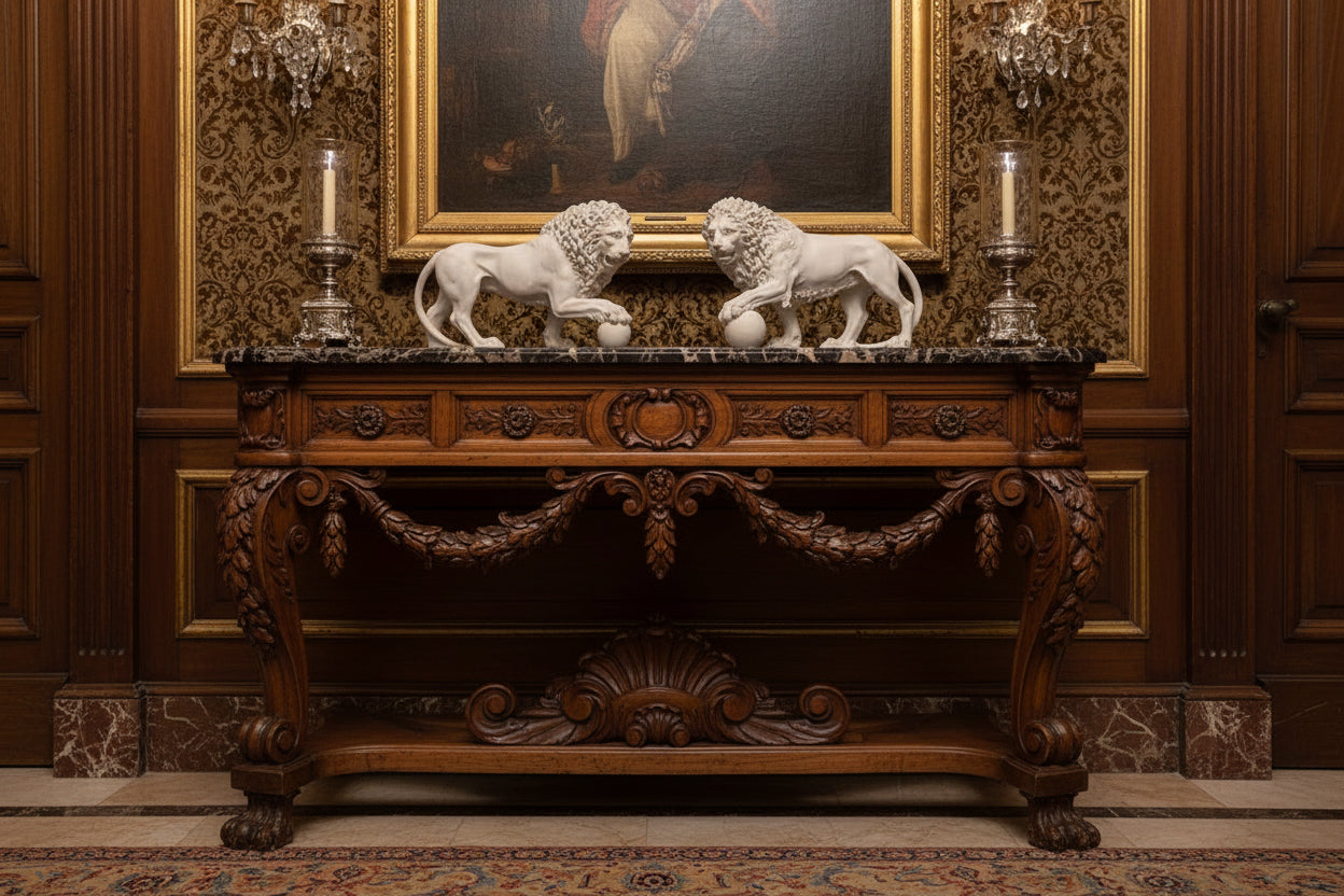 The Medici & Vacca lions Pair Free Standing White