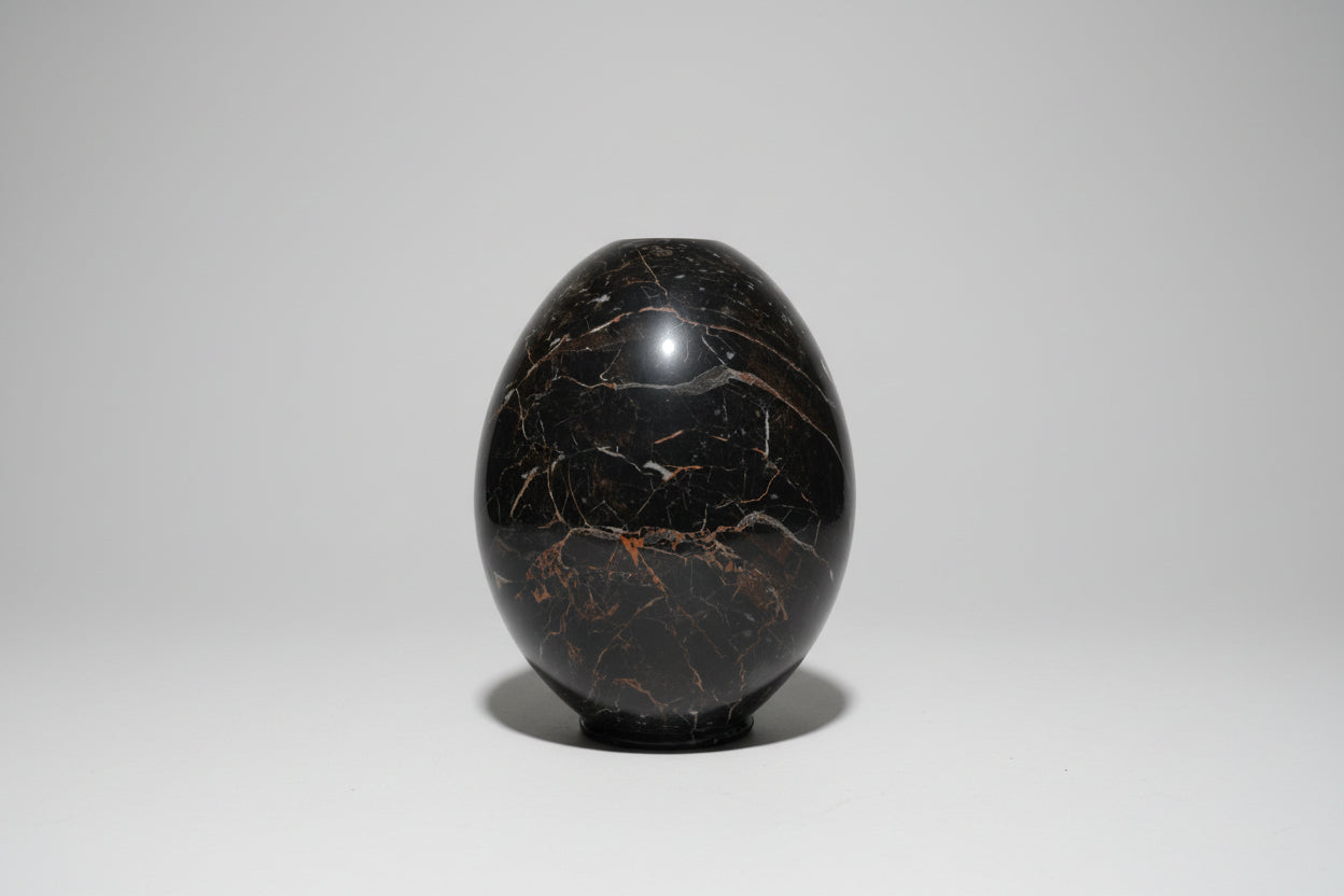Oval Rosso Portoro Marble Vase
