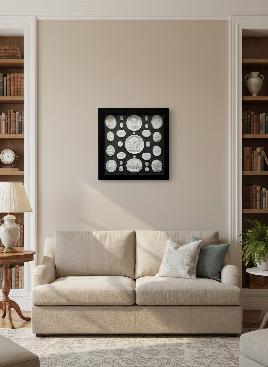 Intaglio Framed Collection White On Black