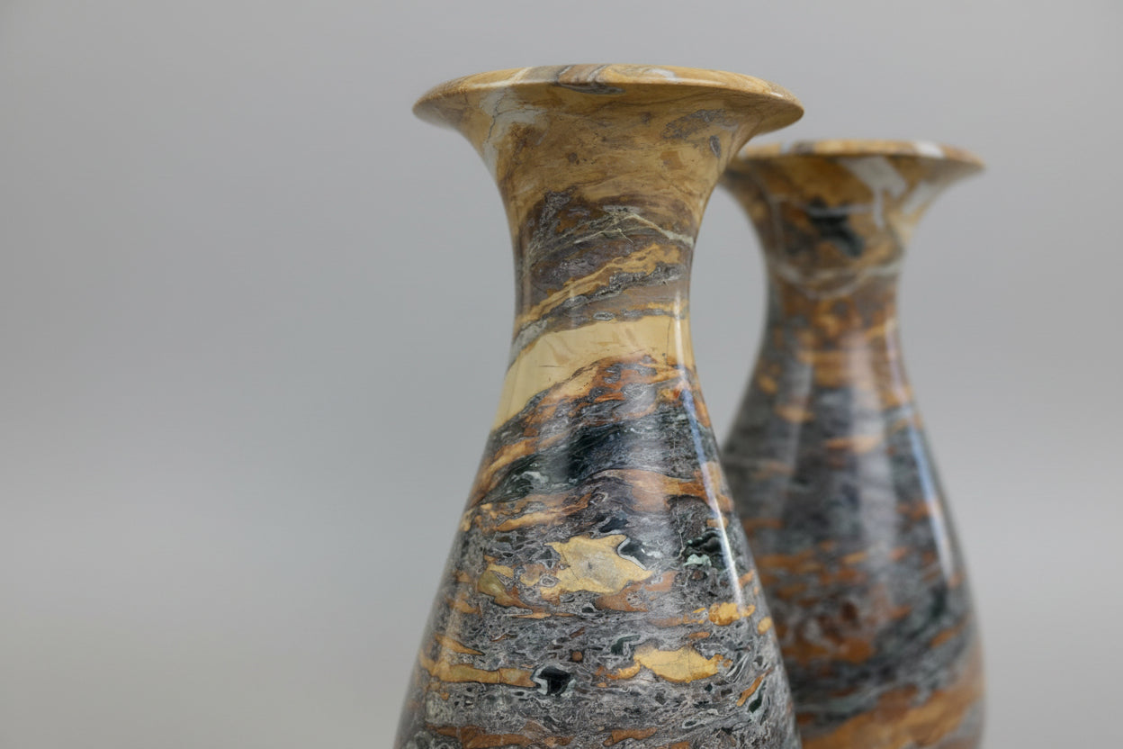 Peafowl Marble Vase Pair