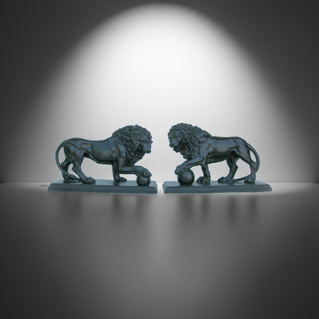 The Medici & Vacca Lions in Basalt Black