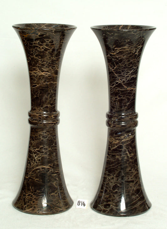 Pair of Nero Portopo Marble Vase