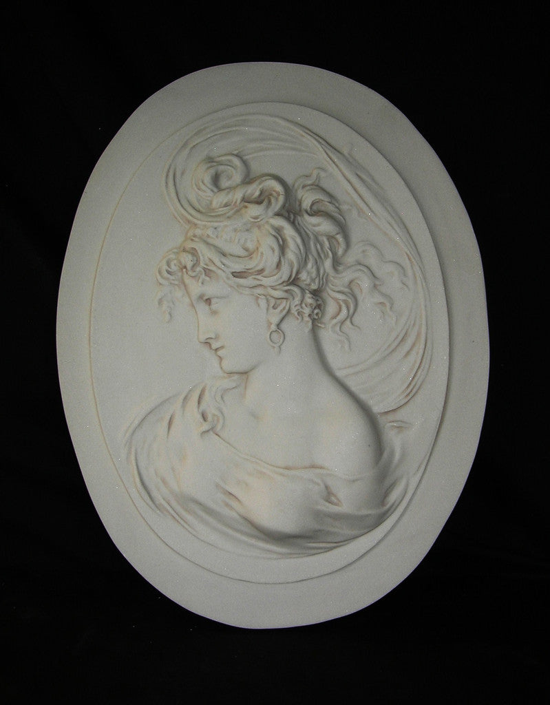 Lady Head Oval Cameo plaques pair
