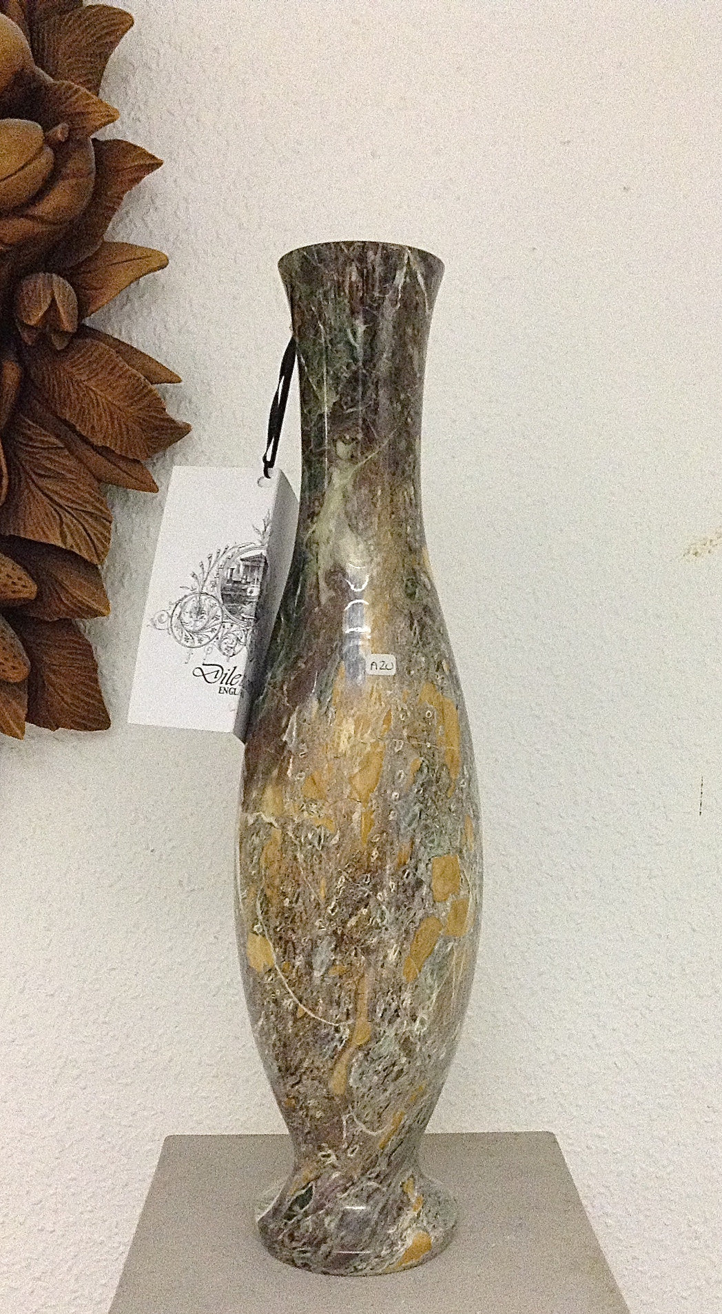 Golden Peafowl Marble Vase.