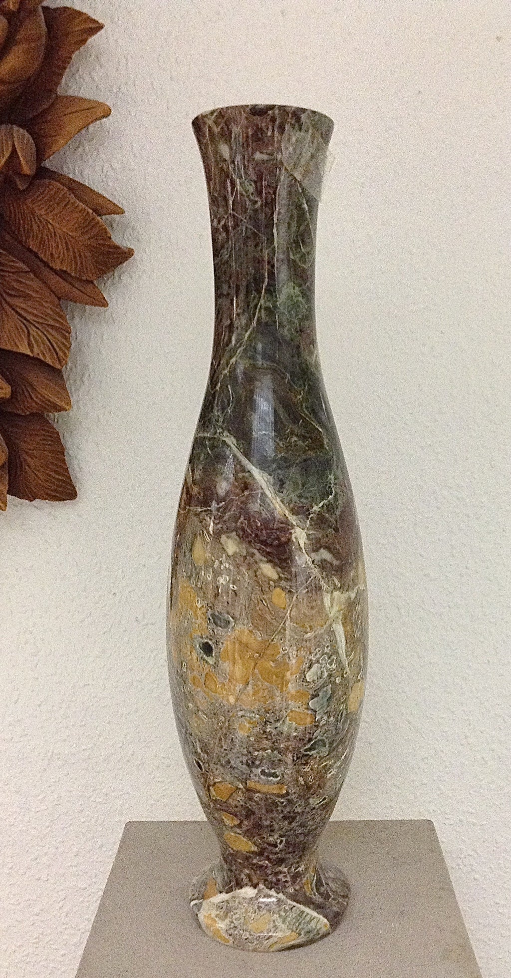 Golden Peafowl Marble Vase.