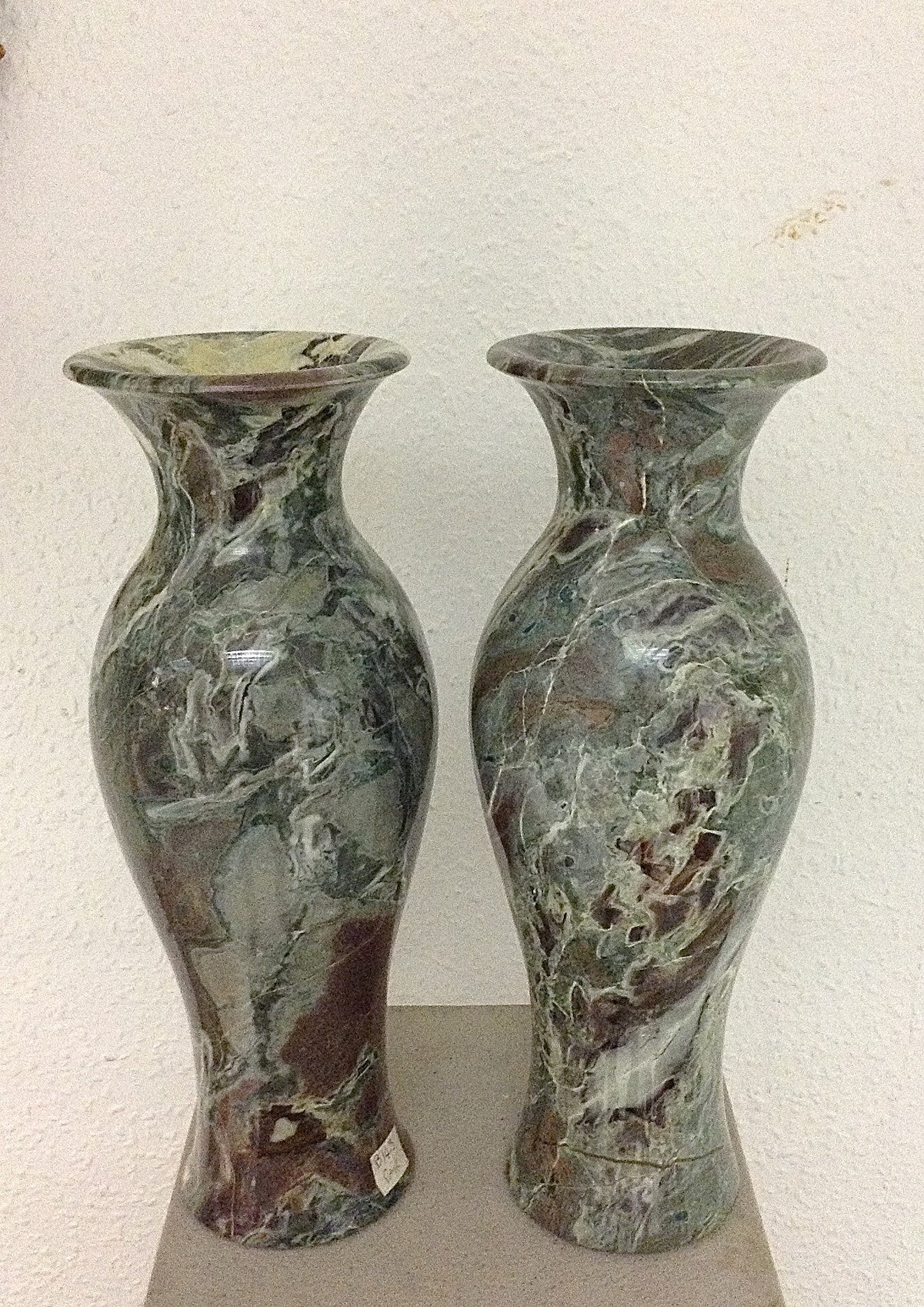 Emerald Platino Marble Vase A Pair.