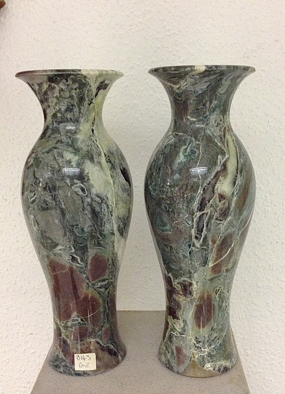 Emerald Platino Marble Vase A Pair.