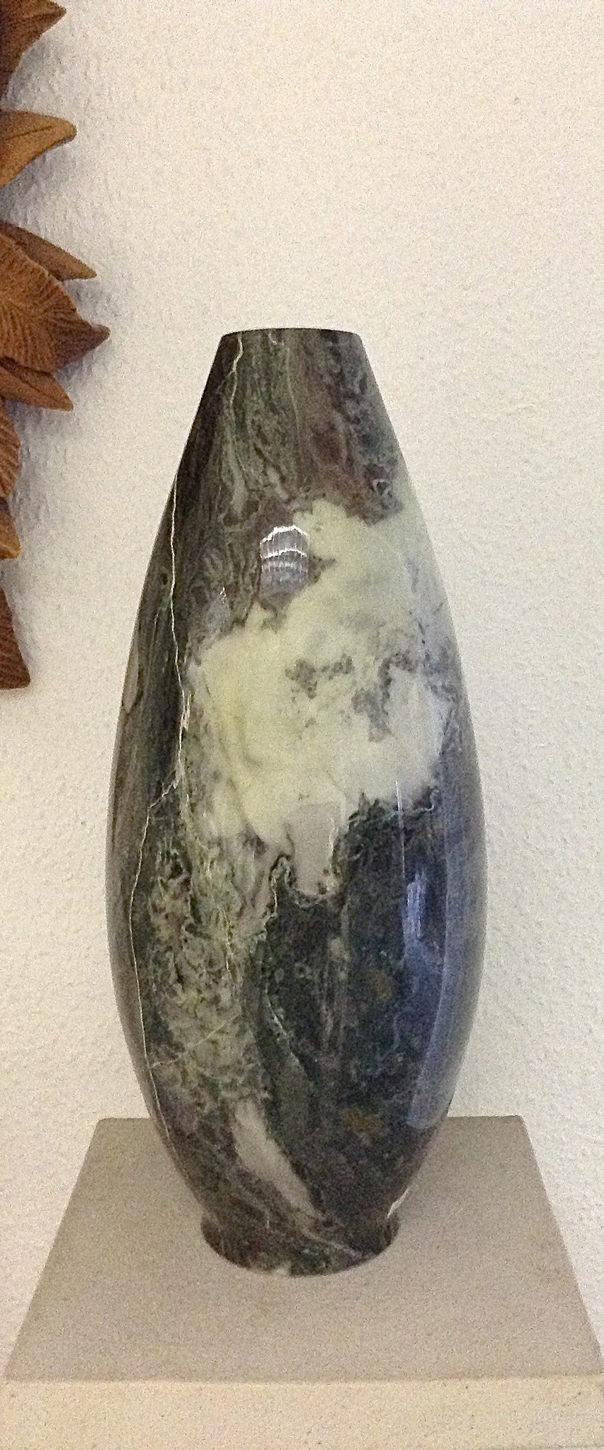 Emerald Platino Marble Tall Egg Vase.