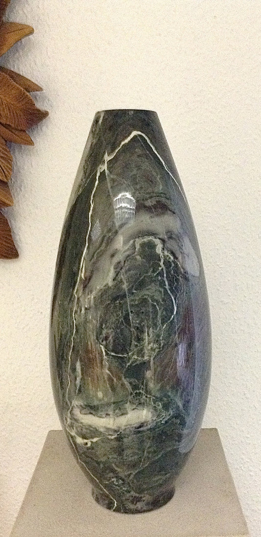 Emerald Platino Marble Tall Egg Vase.