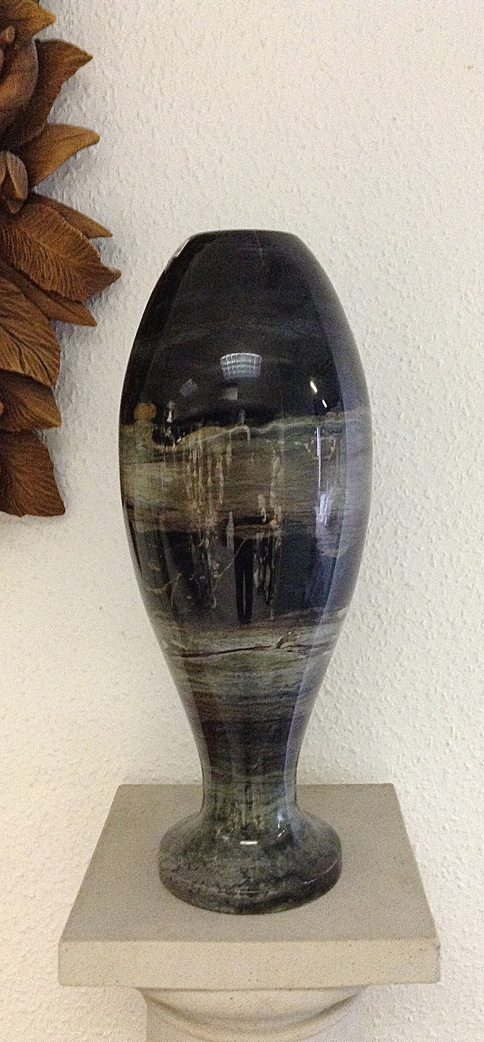 Ancient Black Marble Lrg Plug Vase