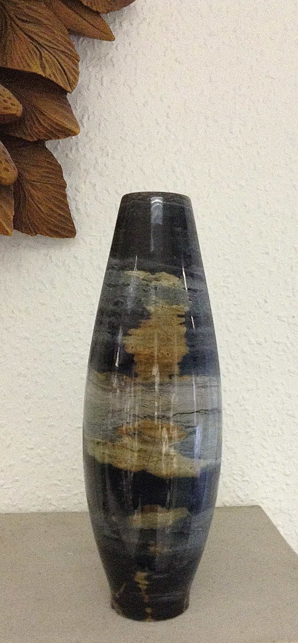 Ancient Black Thin Egg Marble Vase