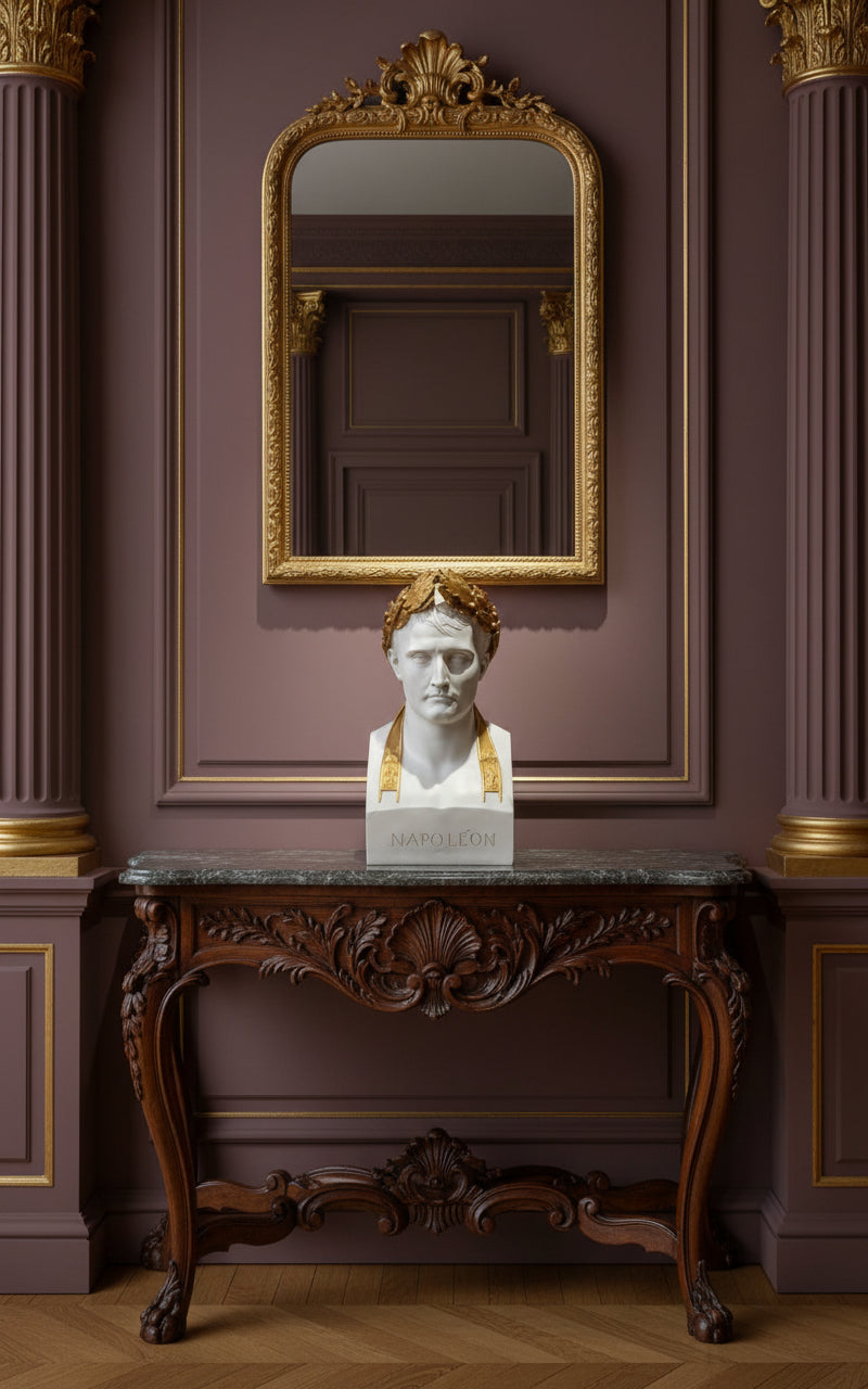 Napoléon Comme César Blanc Avec Couronne Dorée Antique.